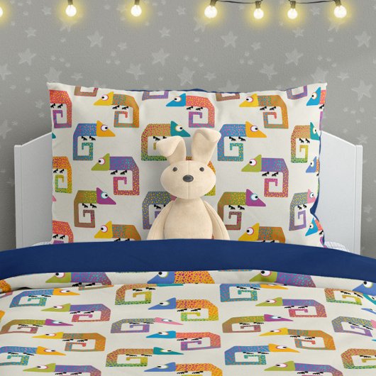 Cute Kameleon Patroon op Crème Kussensloop