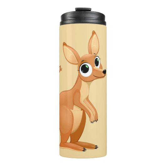 Cute Kangaroo aangepaste naam & teksttumbler Thermosbeker (Voorkant)