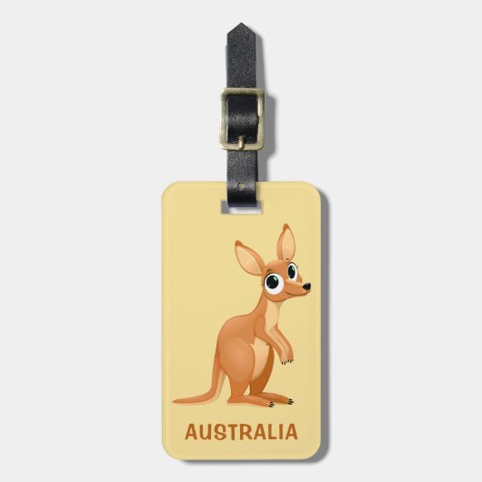 Cute Kangaroo aangepaste tekst bagagelabel (Voorkant verticaal)