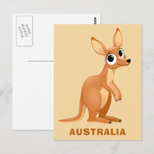Cute Kangaroo aangepaste tekst briefkaart (Voorkant / Achterkant)