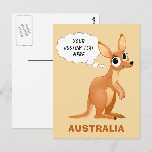 Cute Kangaroo aangepaste tekst briefkaart (Voorkant / Achterkant)