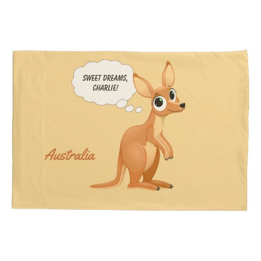Cute Kangaroo aangepaste tekst kussenslopen (Achterkant)