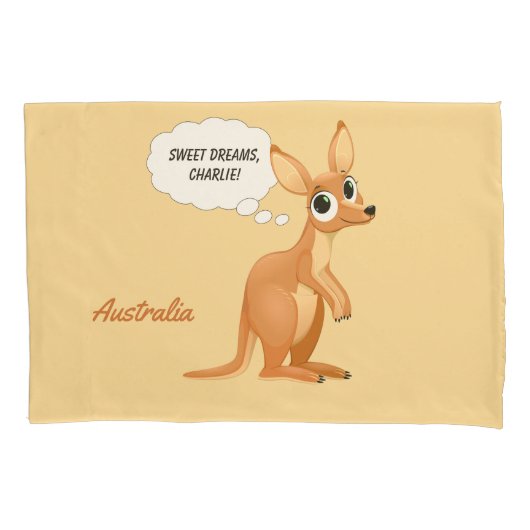 Cute Kangaroo aangepaste tekst kussenslopen (Voorkant)