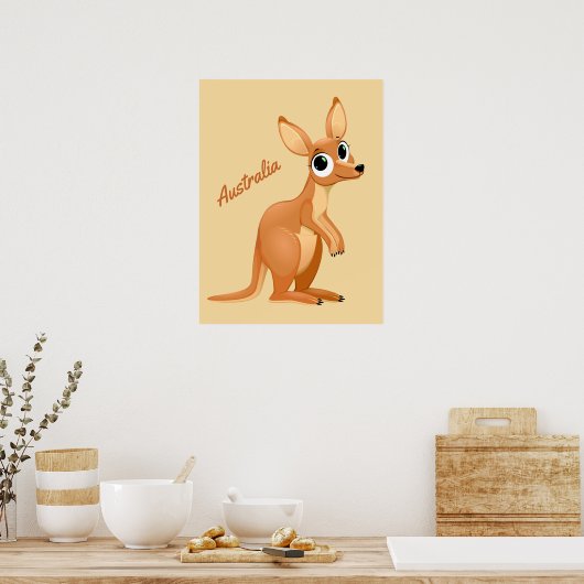 Cute Kangaroo aangepaste tekst poster (Keuken)