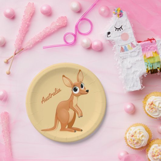 Cute Kangaroo aangepaste tekstpapieren borden Papieren Bordje (Feest)