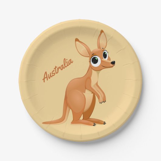 Cute Kangaroo aangepaste tekstpapieren borden Papieren Bordje (Voorkant)