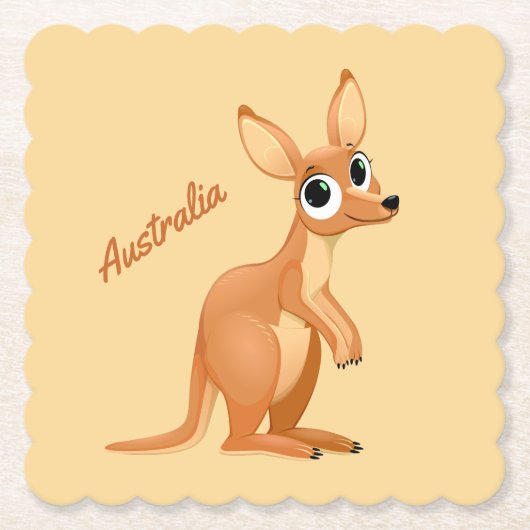 Cute Kangaroo aangepaste tekstpapieren onderzetter (Voorkant)