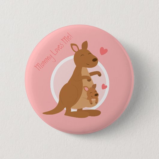 Cute Kangaroo Baby Joey Moederkind voor kinderen Ronde Button 5,7 Cm (Voorkant)
