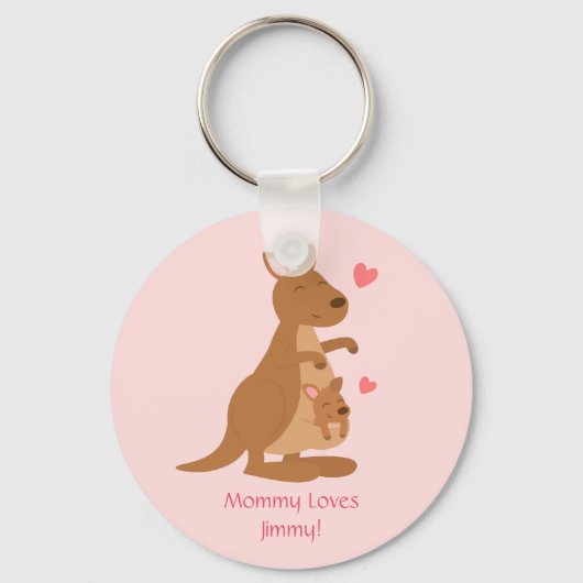 Cute Kangaroo Baby Joey voor kinderen Sleutelhanger (Voorkant)
