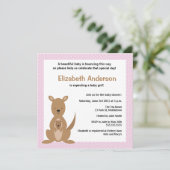 Cute Kangaroo Baby shower Invitation - Girl Kaart (Staand voorkant)