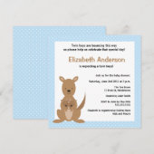Cute Kangaroo Baby shower Invitation - Twin Boys Kaart (Voorkant / Achterkant)