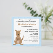 Cute Kangaroo Baby shower Invitation - Twin Boys Kaart (Staand voorkant)