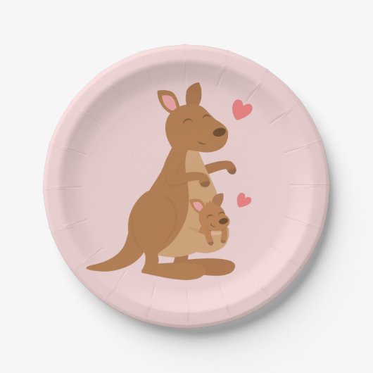 Cute Kangaroo Baby shower Party Borden Papieren Bordje (Voorkant)