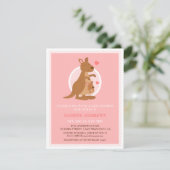 Cute Kangaroo Baby shower Party Invitations Kaart (Staand voorkant)