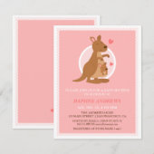 Cute Kangaroo Baby shower Party Invitations Kaart (Voorkant / Achterkant)
