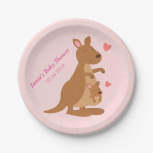 Cute Kangaroo Baby shower Party Papieren Bordje
