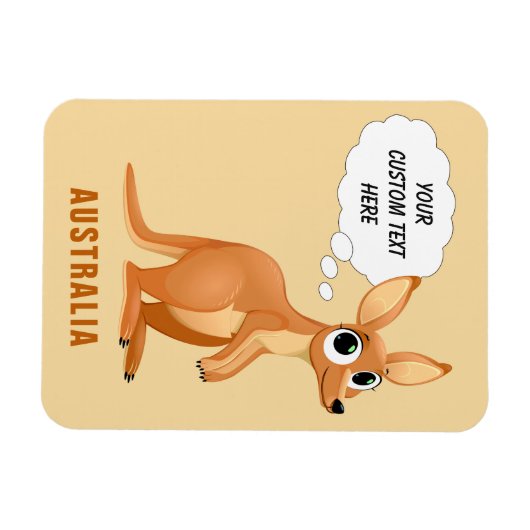 Cute Kangaroo custom text magnet Magneet (Horizontaal)