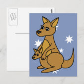 Cute Kangaroo en Joey Briefkaart (Voorkant / Achterkant)