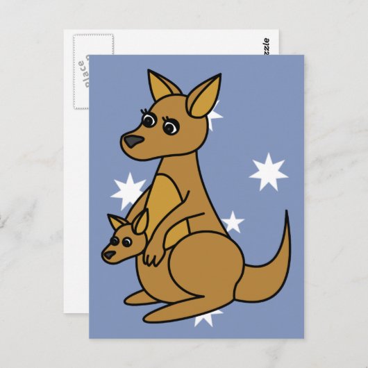 Cute Kangaroo en Joey Briefkaart (Voorkant / Achterkant)