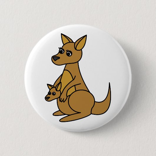 Cute Kangaroo en Joey Ronde Button 5,7 Cm (Voorkant)