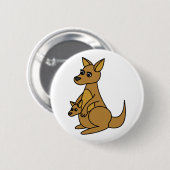 Cute Kangaroo en Joey Ronde Button 5,7 Cm (Voorkant /achterkant)