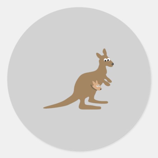 Cute Kangaroo en Joey Ronde Sticker (Voorkant)