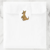 Cute Kangaroo en Joey Ronde Sticker (Tas)