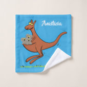 Cute kangaroo en koalas cartoon bad handdoek (Wasdoekje)