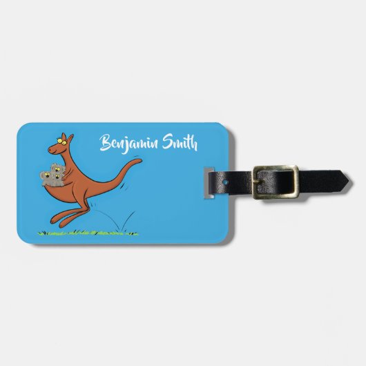 Cute kangaroo en koalas cartoon bagagelabel (Voorkant horizontaal)