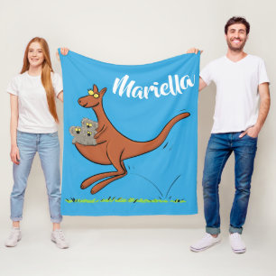 Cute kangaroo en koalas cartoon fleece deken