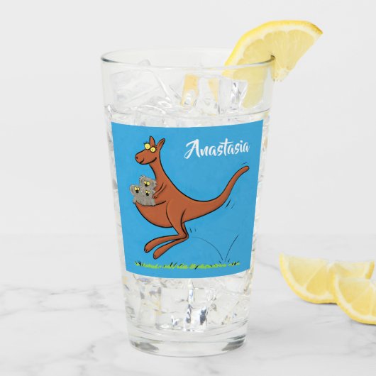 Cute kangaroo en koalas cartoon glas (Achterkant ijs)