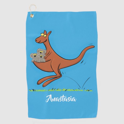 Cute kangaroo en koalas cartoon golfhanddoek (Voorkant)