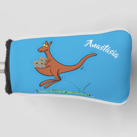 Cute kangaroo en koalas cartoon golfheadcover (Voorkant)