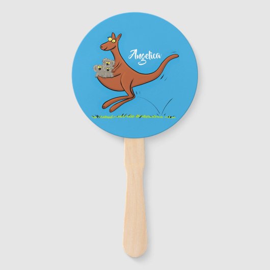 Cute kangaroo en koalas cartoon handwaaier (Voorkant)