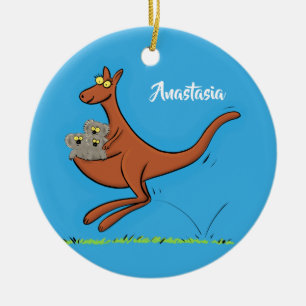 Cute kangaroo en koalas cartoon keramisch ornament