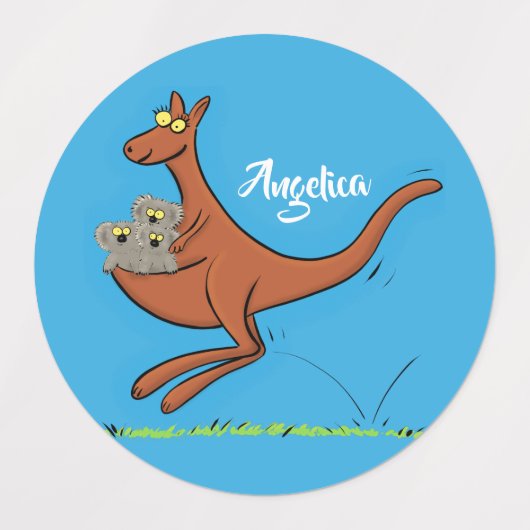Cute kangaroo en koalas cartoon labels (Design 2)