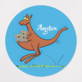 Cute kangaroo en koalas cartoon labels (Design 1)