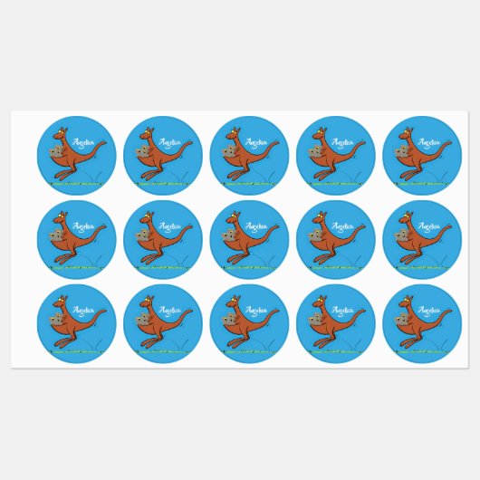 Cute kangaroo en koalas cartoon labels (Vel)