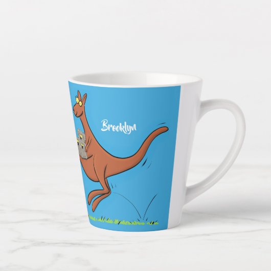 Cute kangaroo en koalas cartoon latte mok (Rechts)