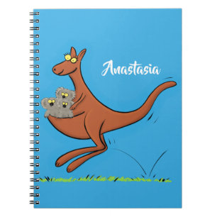 Cute kangaroo en koalas cartoon notitieboek