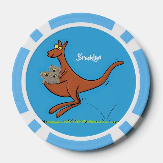 Cute kangaroo en koalas cartoon poker chips (Achterkant)