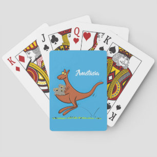 Cute kangaroo en koalas cartoon pokerkaarten