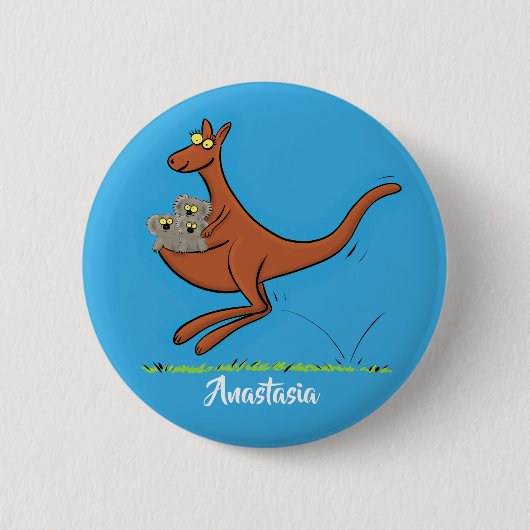 Cute kangaroo en koalas cartoon ronde button 5,7 cm (Voorkant)