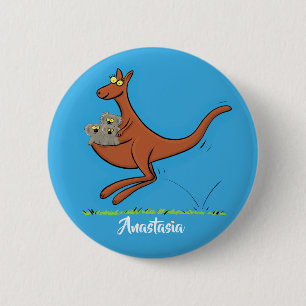 Cute kangaroo en koalas cartoon ronde button 5,7 cm