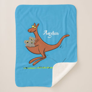 Cute kangaroo en koalas cartoon sherpa deken