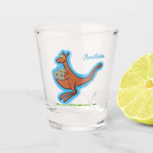 Cute kangaroo en koalas cartoon shot glas (Voorkant)