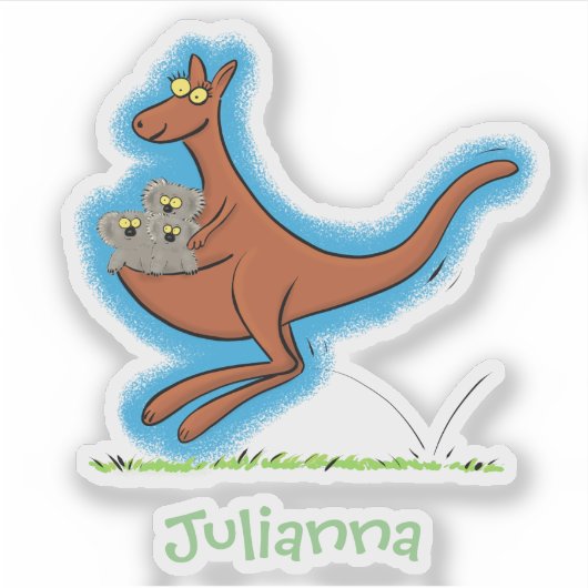 Cute kangaroo en koalas cartoon sticker (Voorkant)