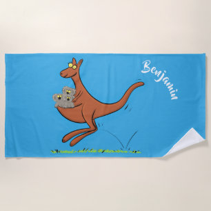 Cute kangaroo en koalas cartoon strandlaken