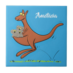 Cute kangaroo en koalas cartoon tegeltje