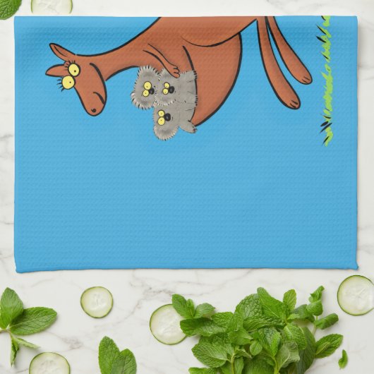 Cute kangaroo en koalas cartoon theedoek (Gevouwen)